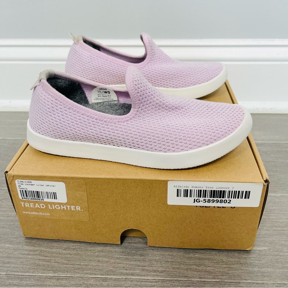 Allbirds Tree Lounger Lilac White Slip On Sneakers Lightweight Sustainable Shoes - Picture 6 of 11